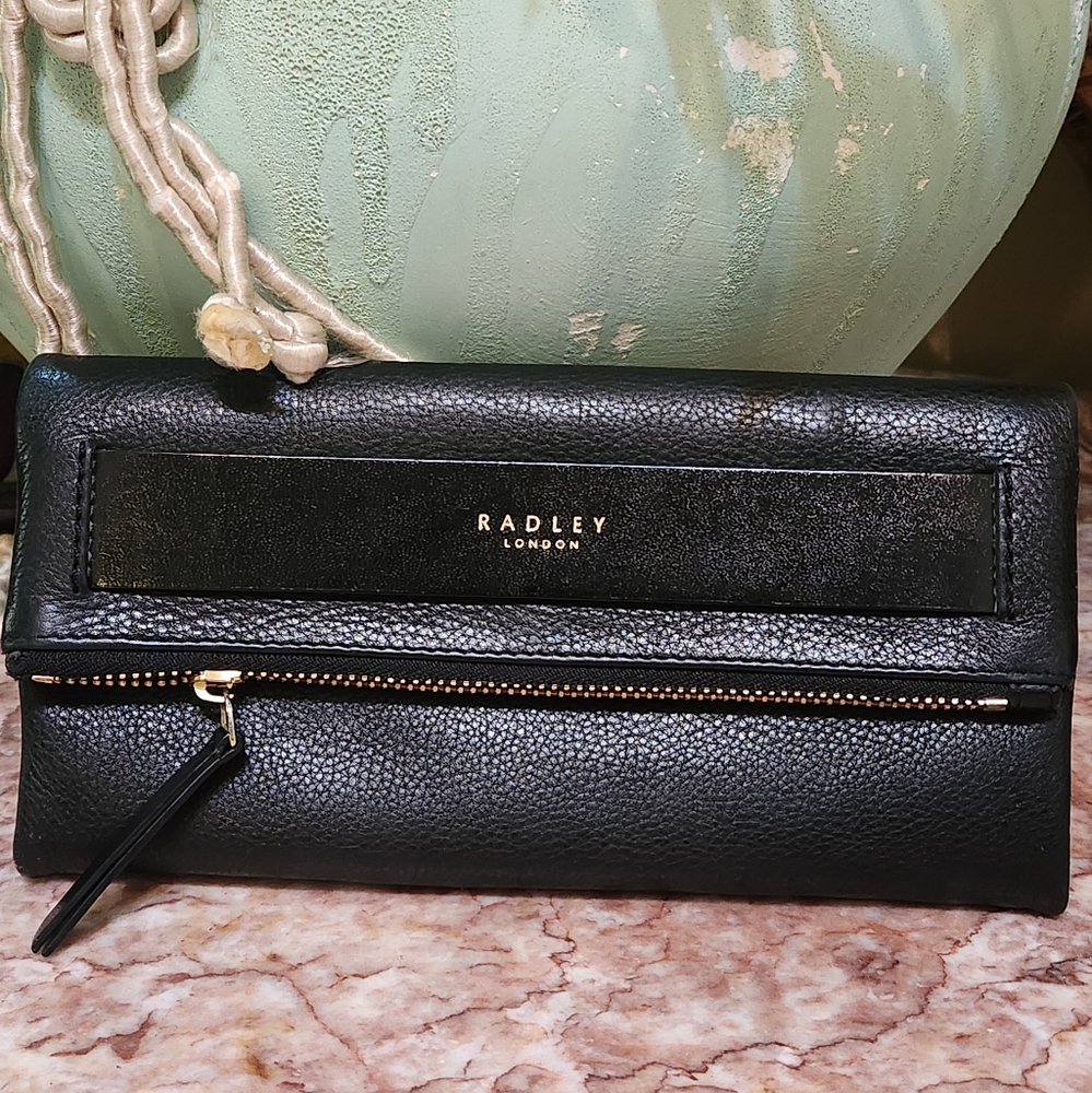 Radley London Black Leather Foldover Large Wallet